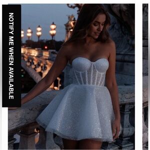 Sparkling Strapless White Dress